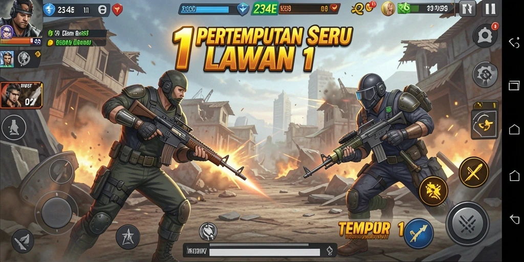 Tampilan antarmuka 234E yang menarik saat pertarungan 1 lawan 1.