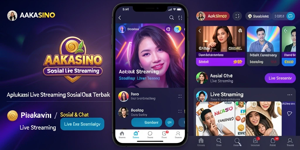 Tampilan antarmuka AAKASINO saat live streaming, menampilkan interaksi pengguna.