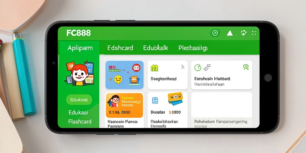 Tampilan antarmuka flashcard FC888 yang menarik dan interaktif.