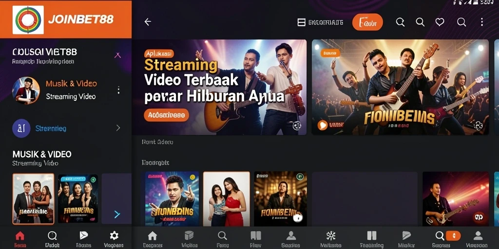 Tampilan antarmuka utama JOINBET88 dengan berbagai pilihan video streaming.