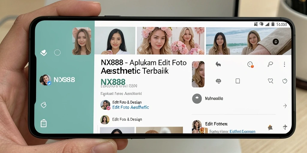 Screenshot NX888 dengan fitur editing foto aesthetic yang menarik.
