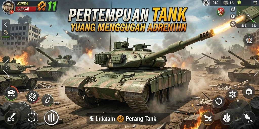 Tampilan antarmuka SURGA11 yang dinamis dan penuh aksi.